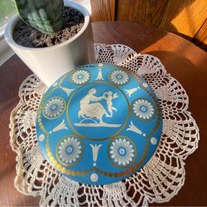 Vintage Riley’s English Toffee Tiffany Box Blue and Gold Decorative Tin EUC